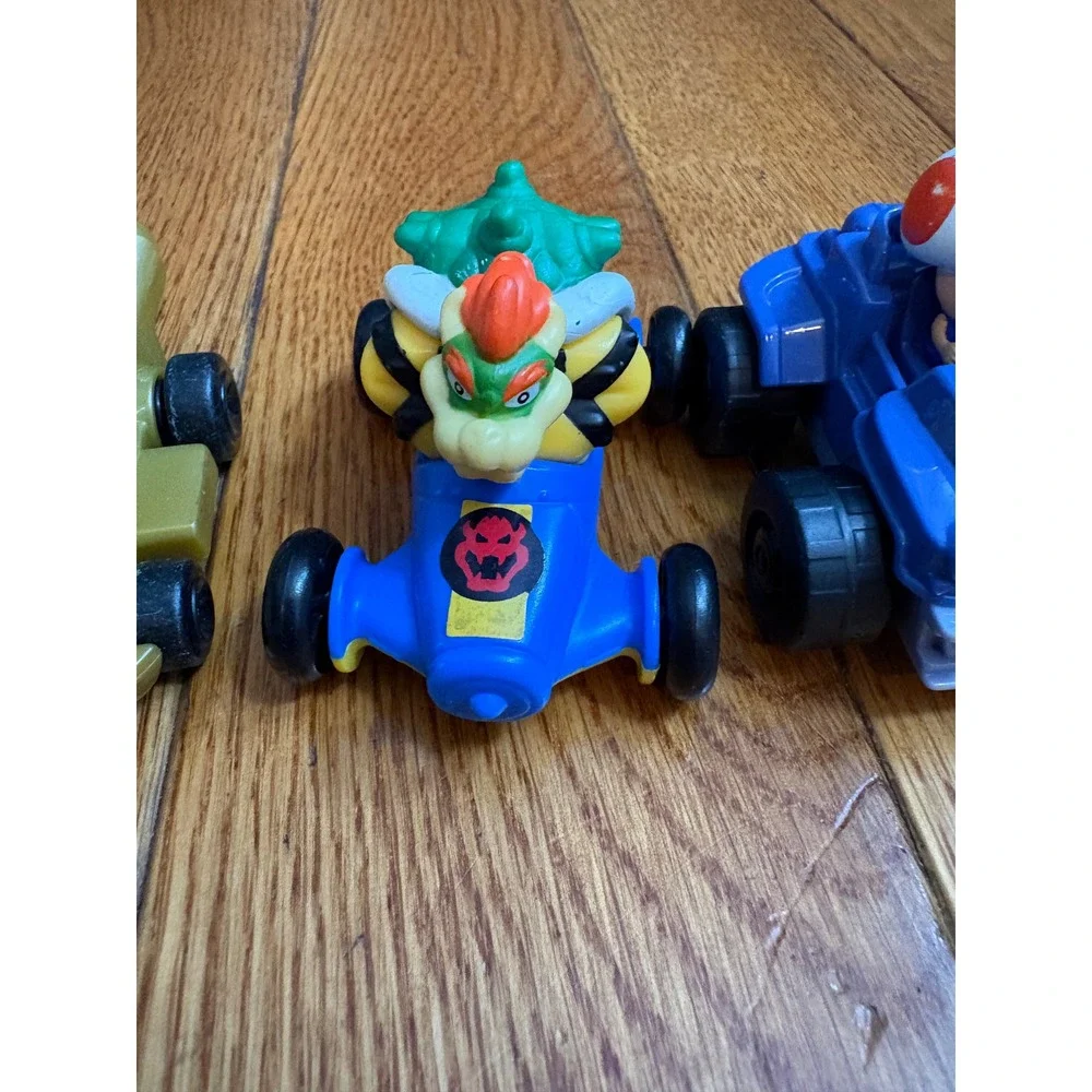 Nintendo Mario Kart Pull Back Racer Toy Lot Gold Mario Bowser Toad 3pc Set